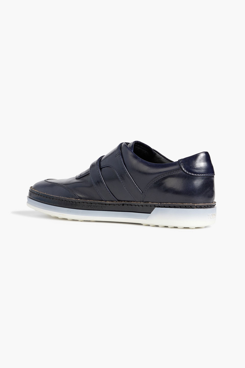 TOD'S BUCKLED LEATHER SNEAKERS