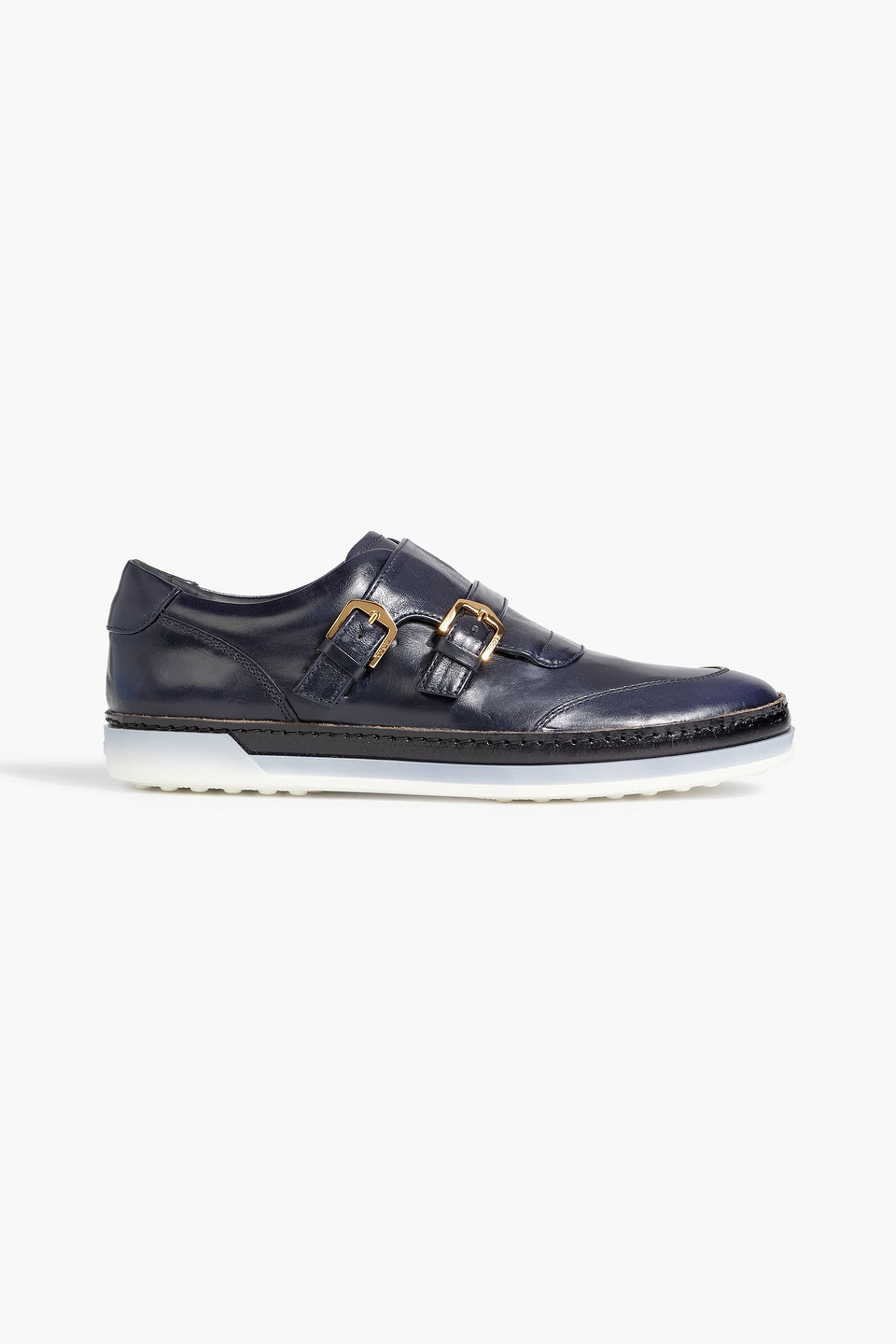 Tod's Buckled Leather Sneakers In Blue