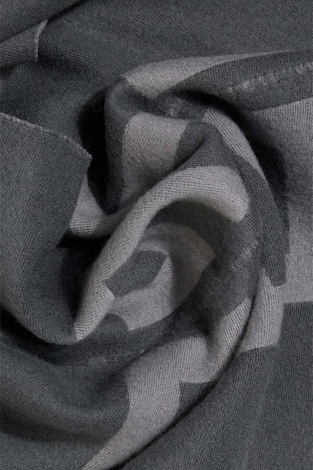 GIVENCHY Frayed jacquard-knit wool scarf