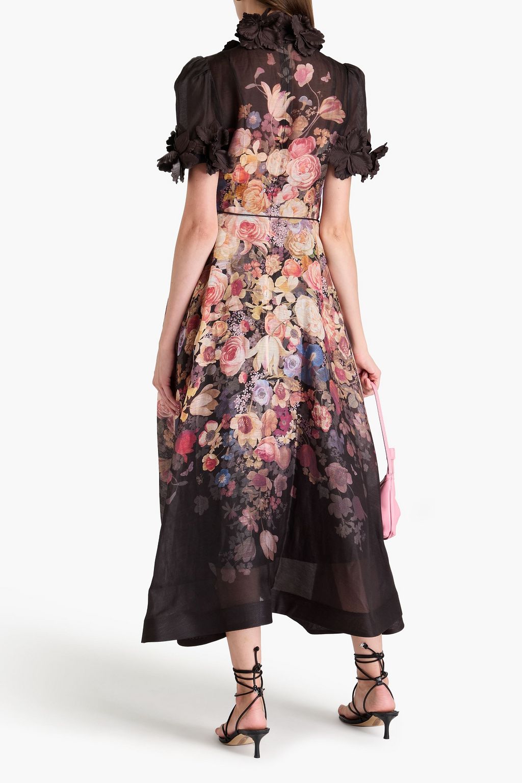 ZIMMERMANN Floral-appliquéd printed linen and silk-blend gauze mini dress