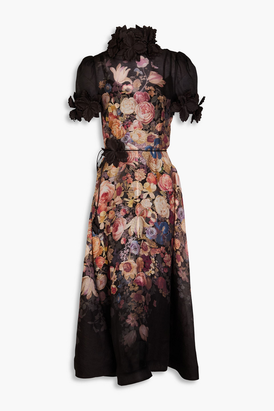 Zimmermann Floral-appliquéd Printed Linen And Silk-blend Gauze Mini Dress In Multicolor