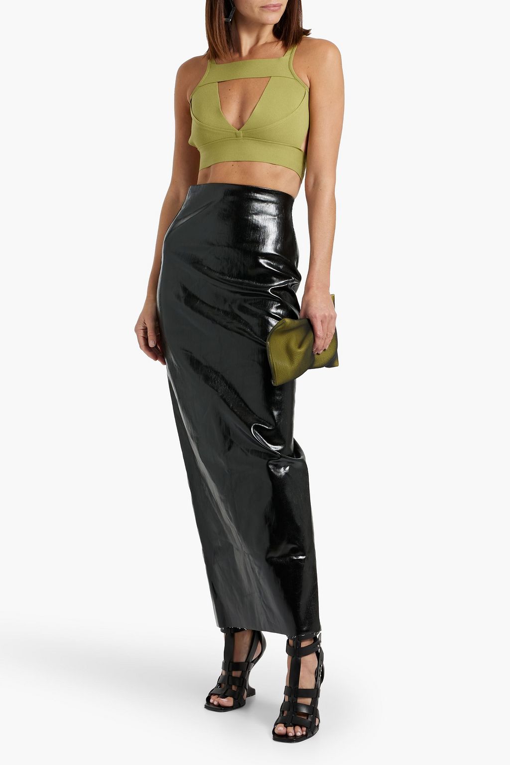 RICK OWENS Sling cutout stretch-knit bra top