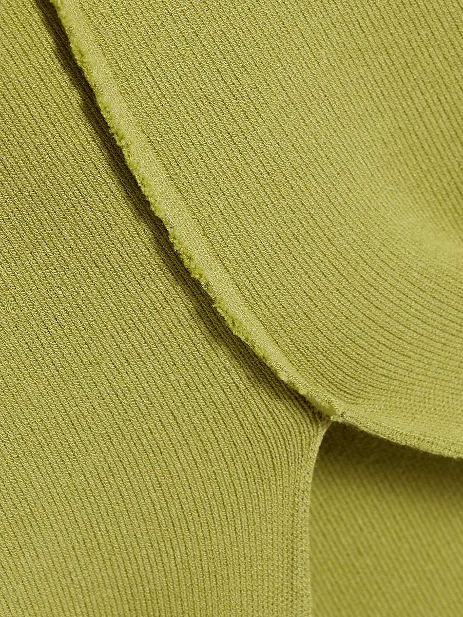 one-sleeve ribbed-knit midi dress