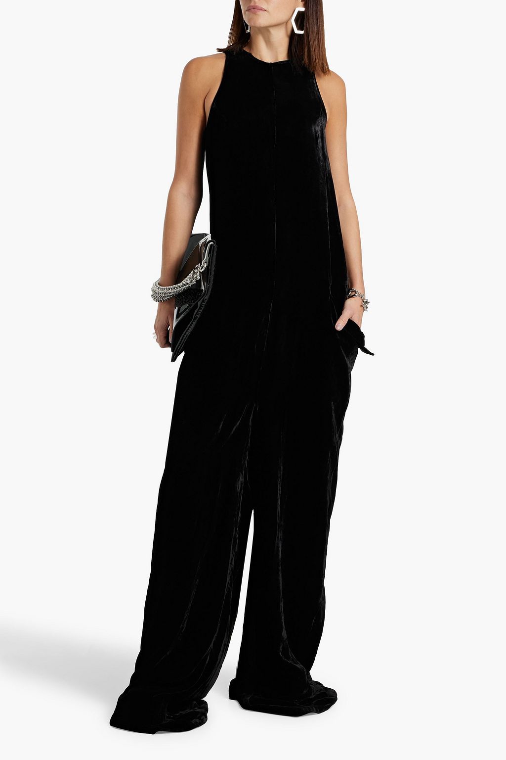 RICK OWENS Walrus velvet wide-leg jumpsuit
