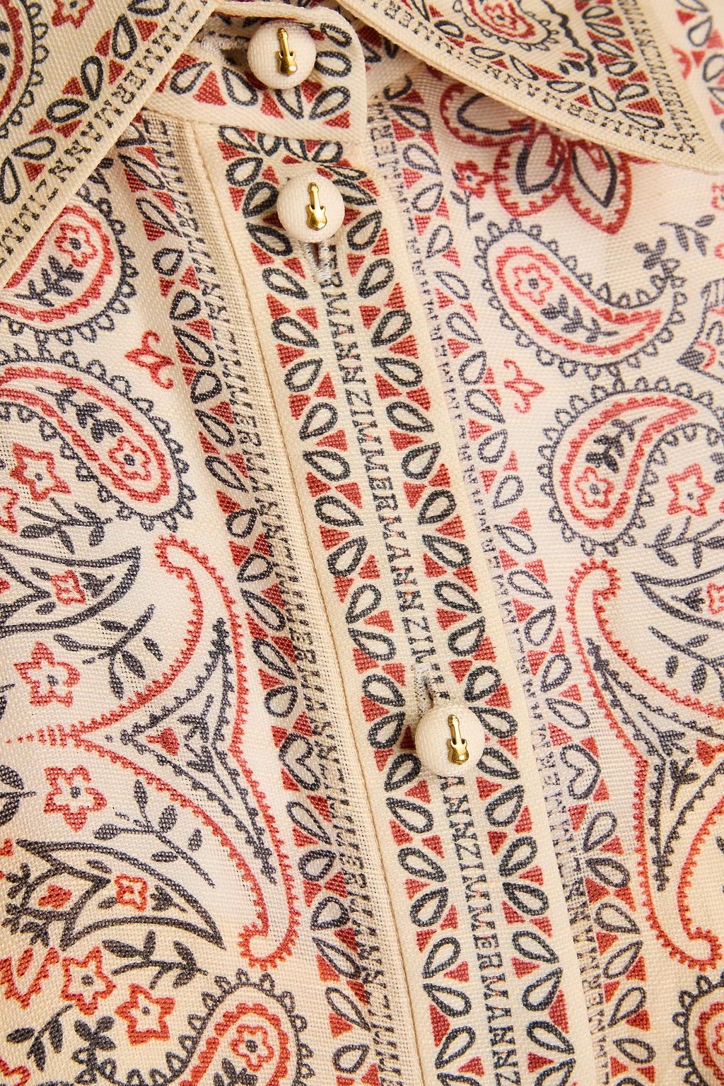ZIMMERMANN Belted paisley-print linen and silk-blend gauze maxi shirt dress