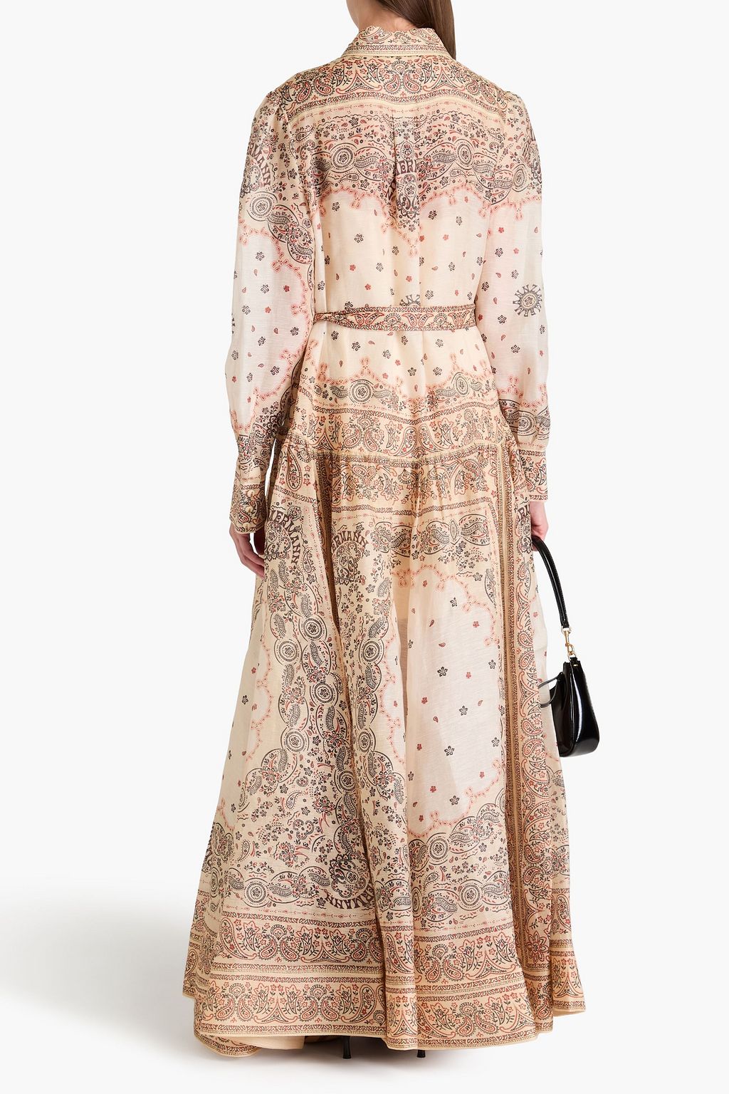 ZIMMERMANN Belted paisley-print linen and silk-blend gauze maxi shirt dress