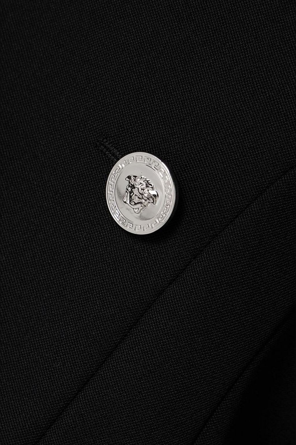 VERSACE Button-embellished grain de poudre wool mini dress