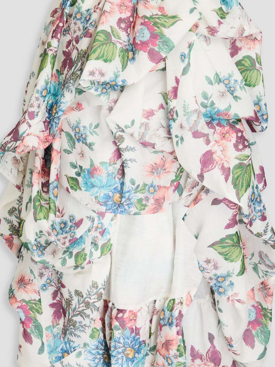 draped linen and silk-blend gauze midi skirt