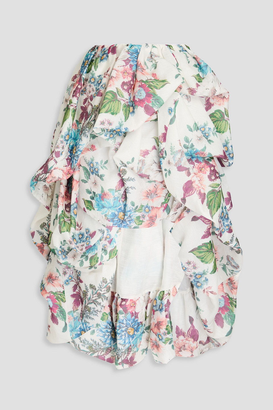 Zimmermann Draped Linen And Silk-blend Gauze Midi Skirt In Multi