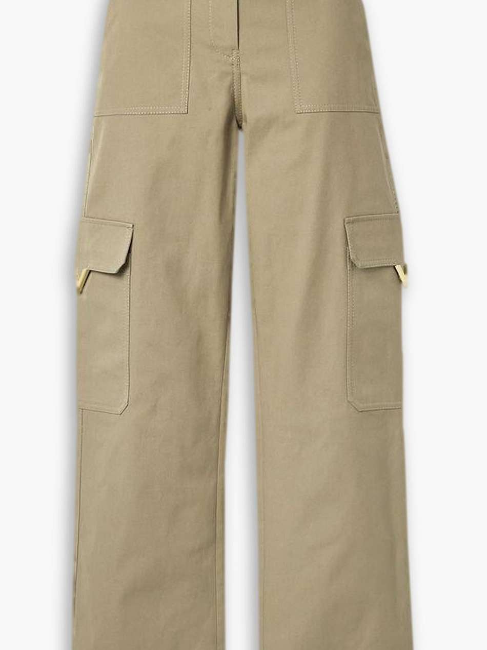 cotton-blend canvas wide-leg cargo pants