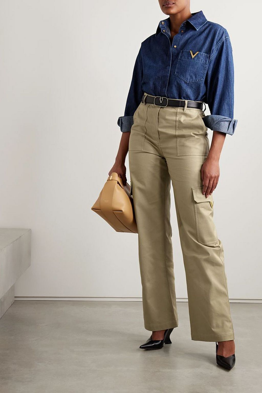 VALENTINO GARAVANI Cotton-blend canvas wide-leg cargo pants