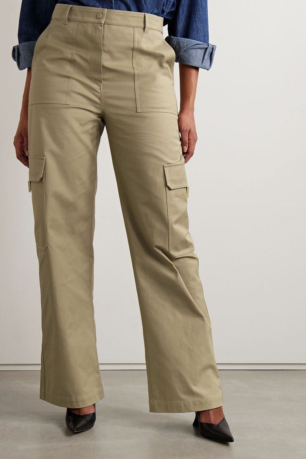 VALENTINO GARAVANI Cotton-blend canvas wide-leg cargo pants
