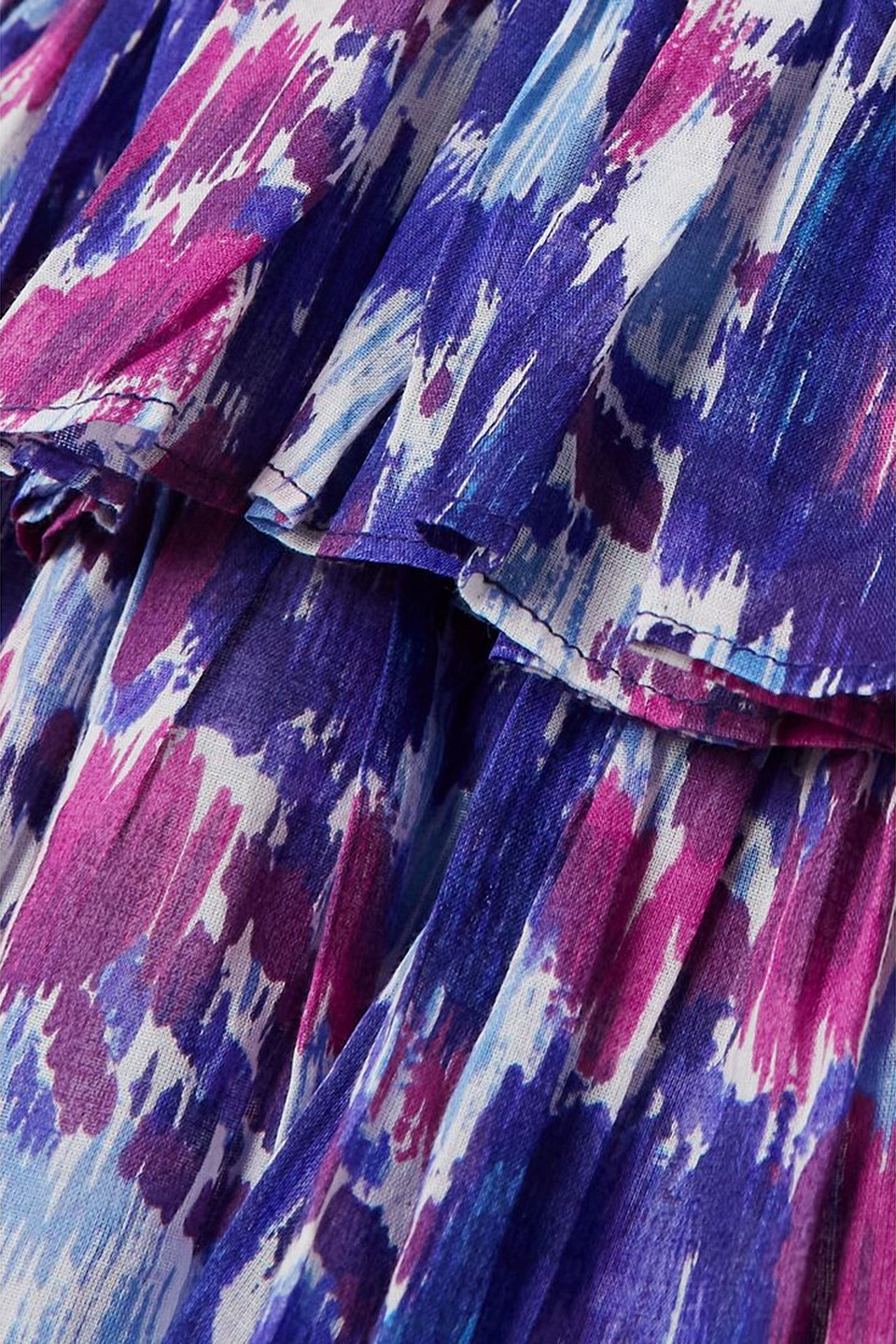 Shop Isabel Marant Étoile Naomi Shirred Tiered Ruffled Printed Cotton-voile Mini Skirt In Purple
