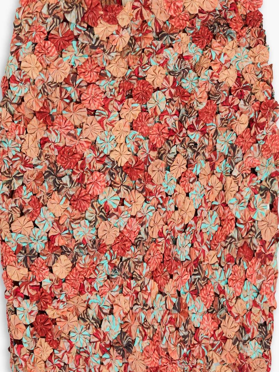 ariella floral-appliquéd cotton and silk-blend mini skirt