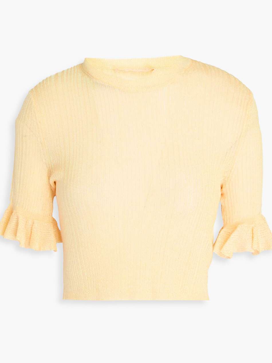 patti cropped ribbed-knit top