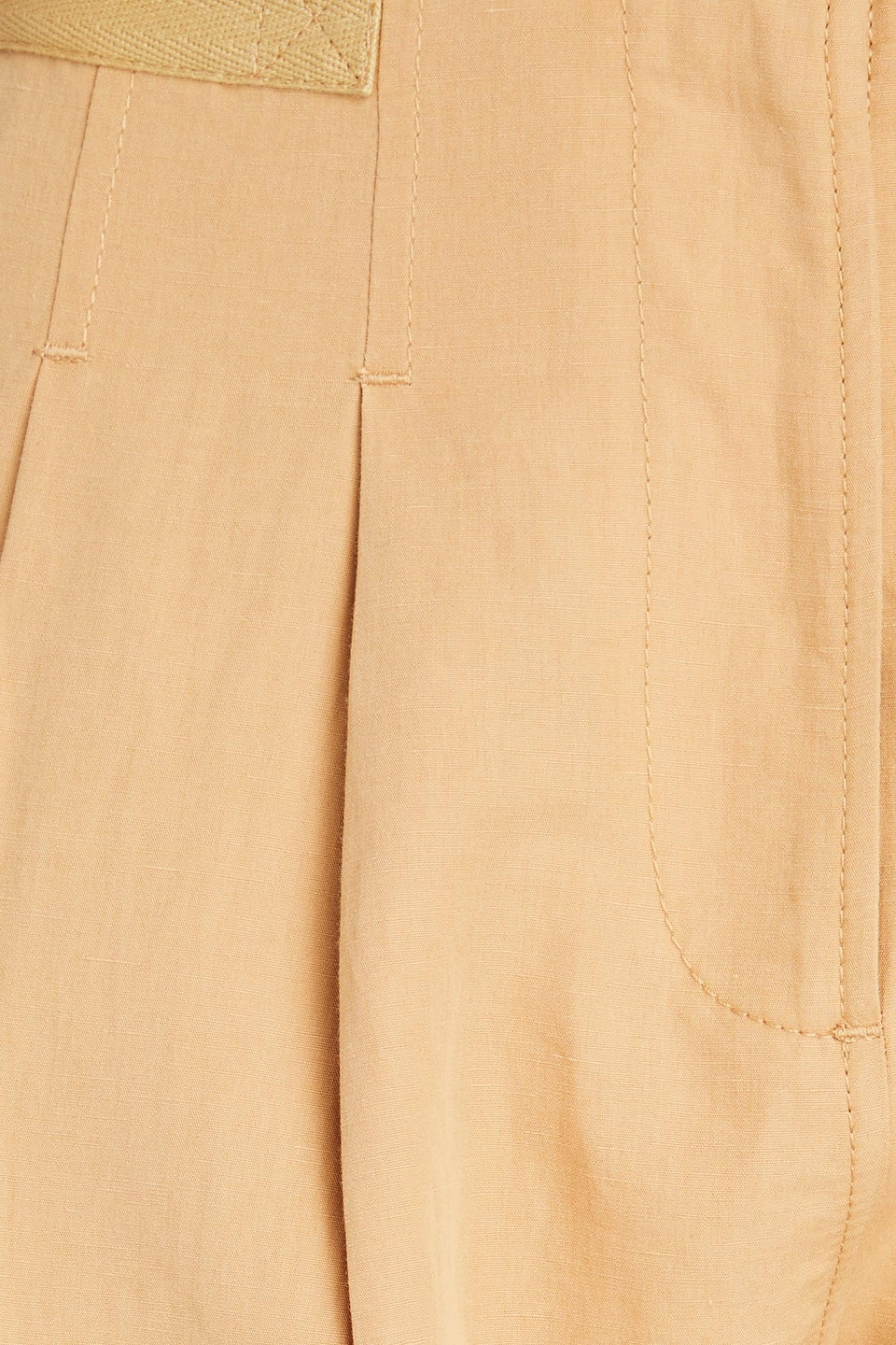 Shop Ulla Johnson Alda Cropped Cotton, Linen And Silk-blend Tapered Pants In Sand