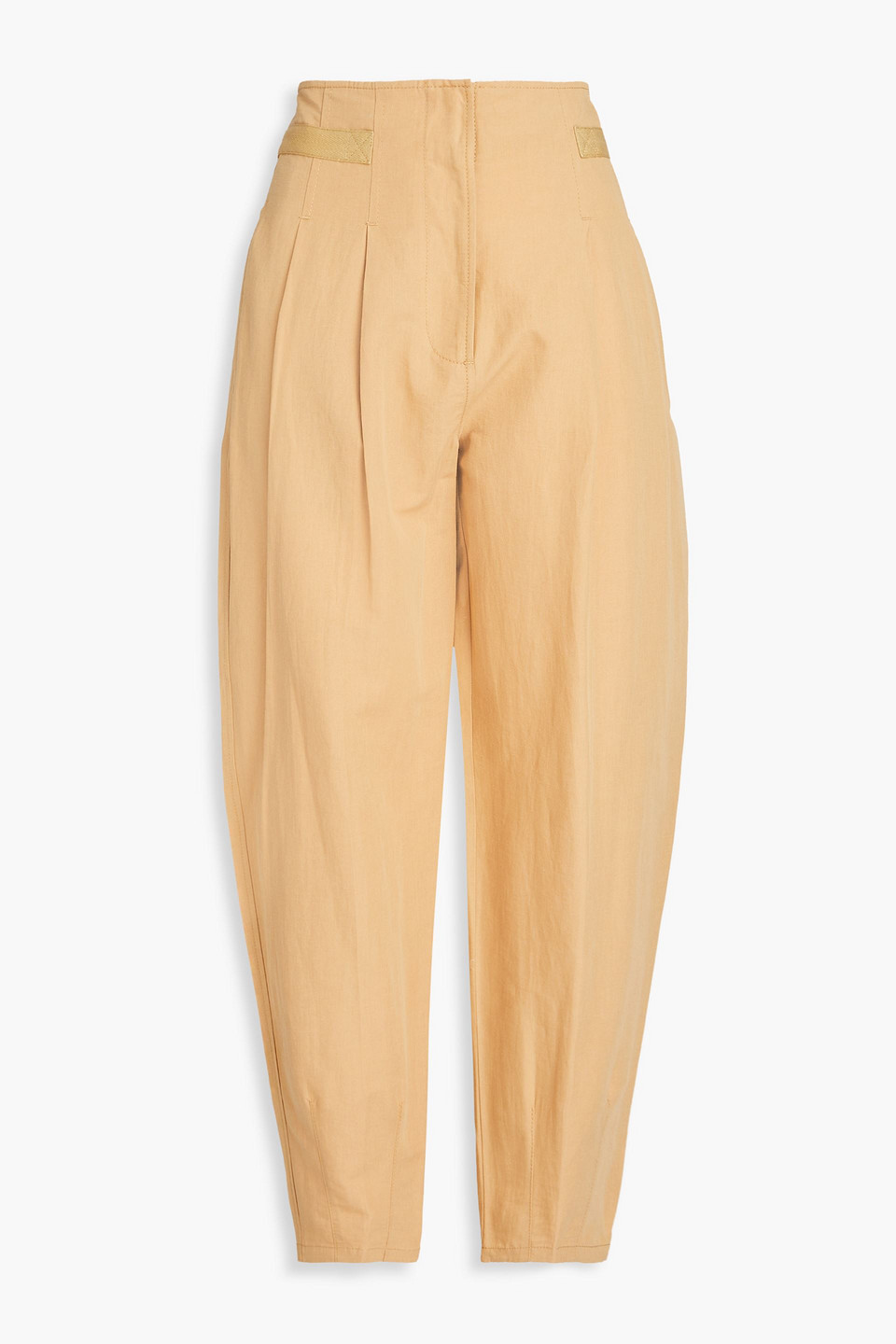 Ulla Johnson Alda Cropped Cotton, Linen And Silk-blend Tapered Trousers In Sand