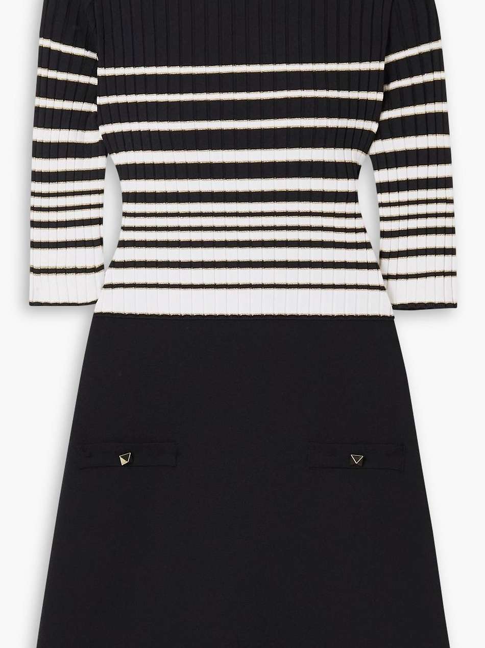 metallic striped ribbed-knit mini dress