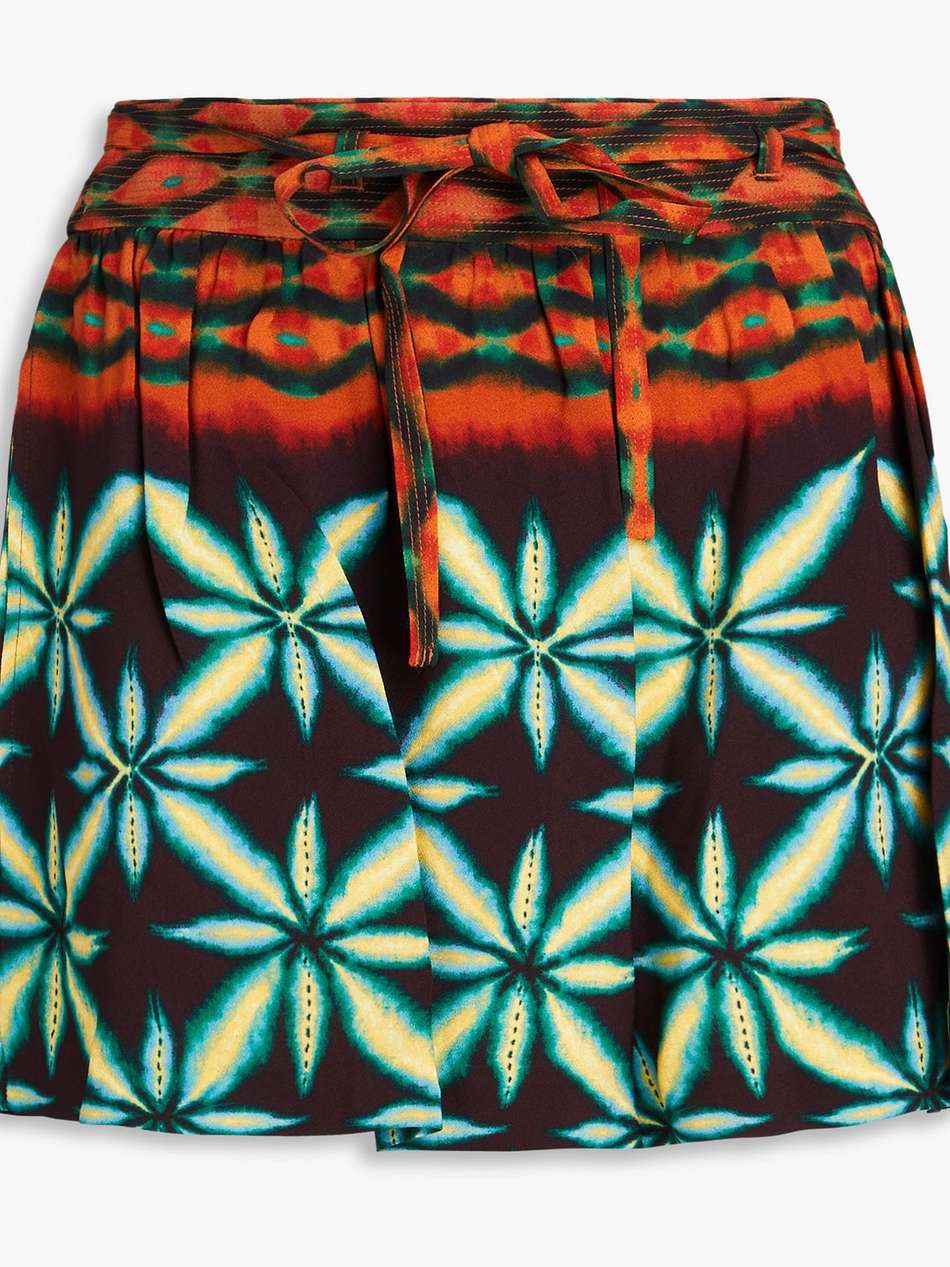 clementine printed crepe shorts