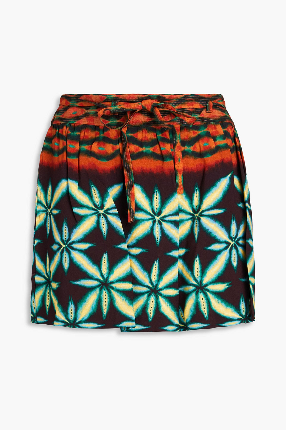 Ulla Johnson Clementine Printed Crepe Shorts In Green
