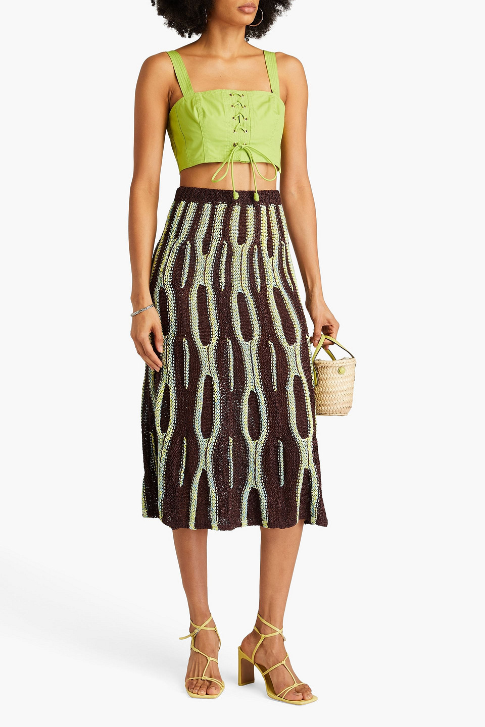 Ulla Johnson Isla Lace-up Cotton-poplin Bra Top In Lime Green