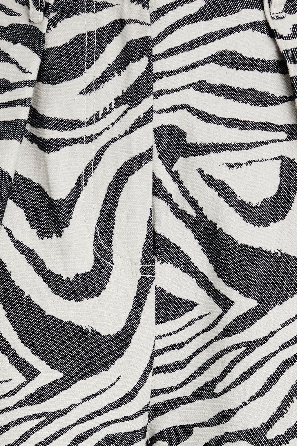 ULLA JOHNSON Cai Hose mit weitem Bein aus Jacquard mit Zebraprint und Falten