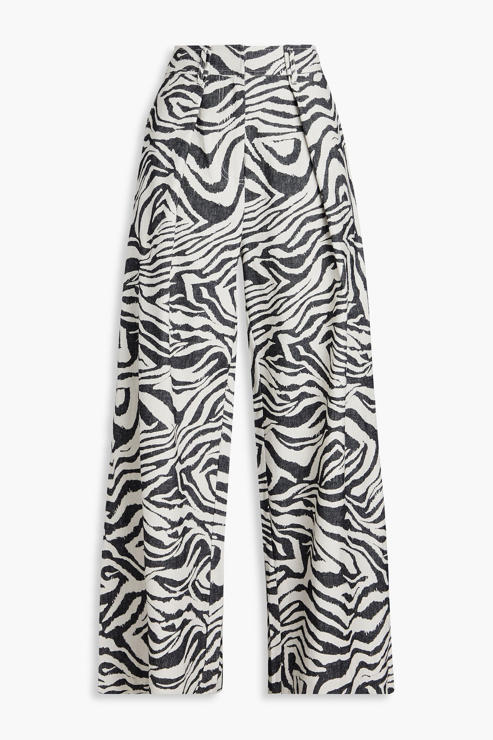Ulla Johnson Cai Pleated Zebra-print Jacquard Wide-leg Pants In Animal Print