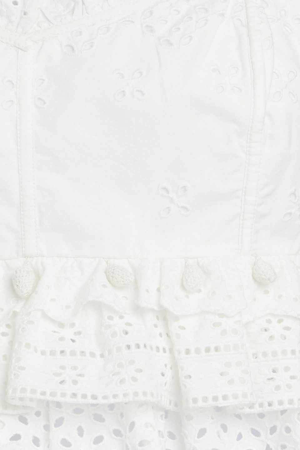Ulla Johnson Clarissa Cropped Ruffled Broderie Anglaise Cotton Top In Off-white