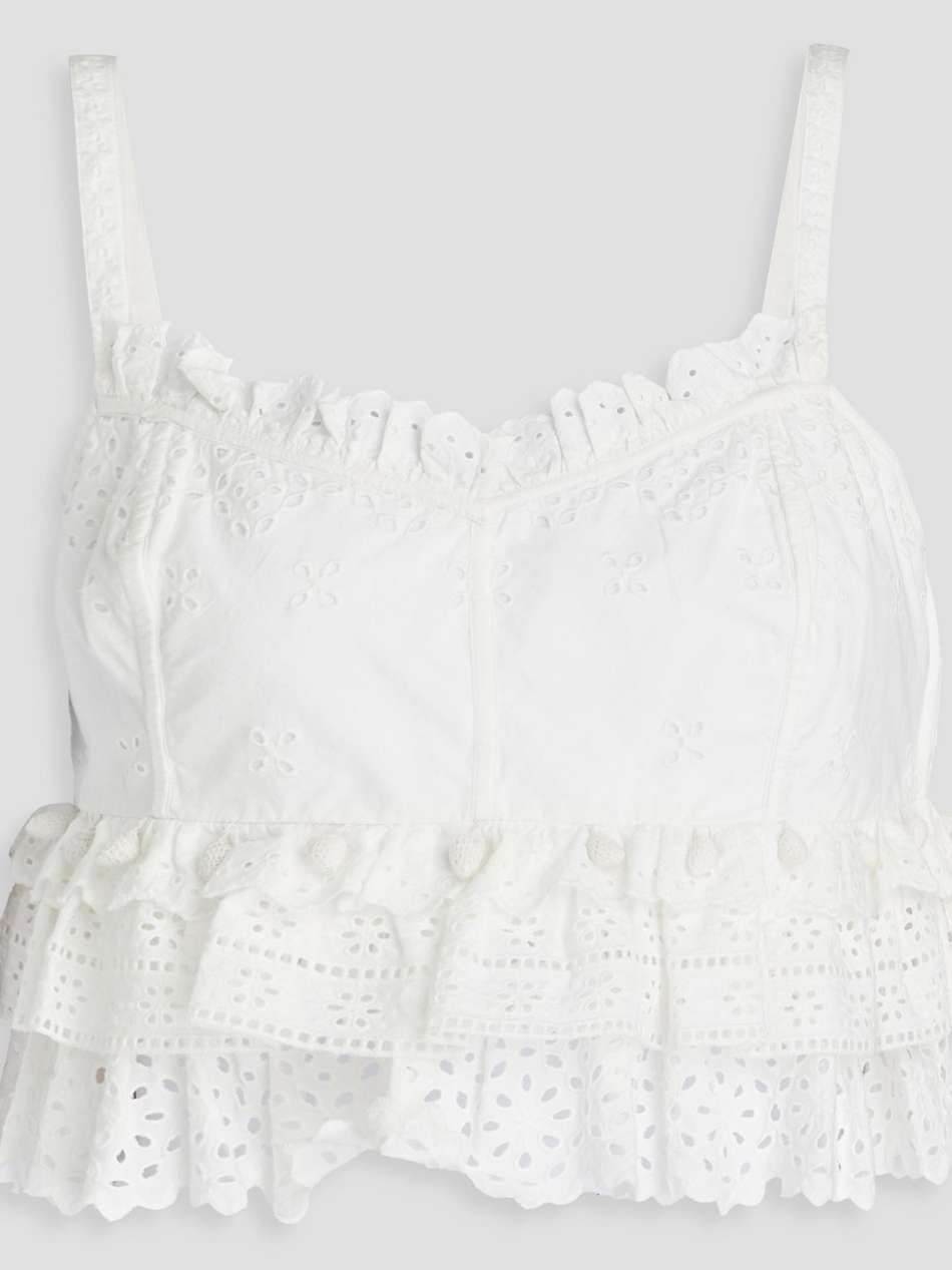 clarissa cropped ruffled broderie anglaise cotton top