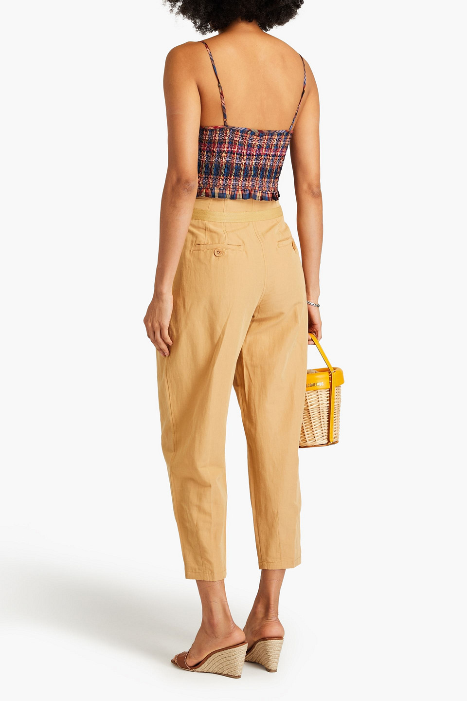 Ulla Johnson Liv Cropped Checked Cotton And Silk-blend Top In Multicolor