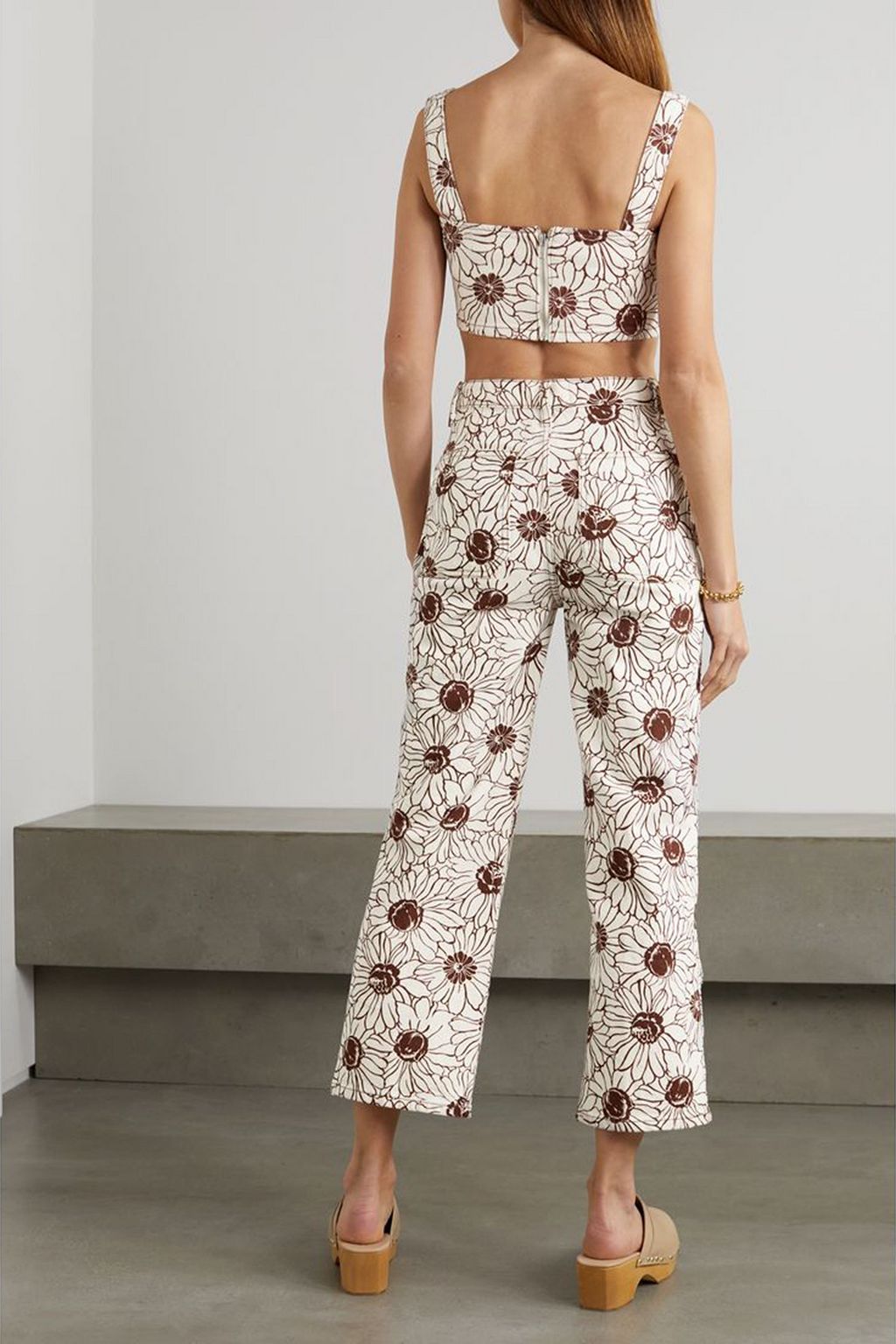 REFORMATION Sunny floral-print denim camisole and jeans set