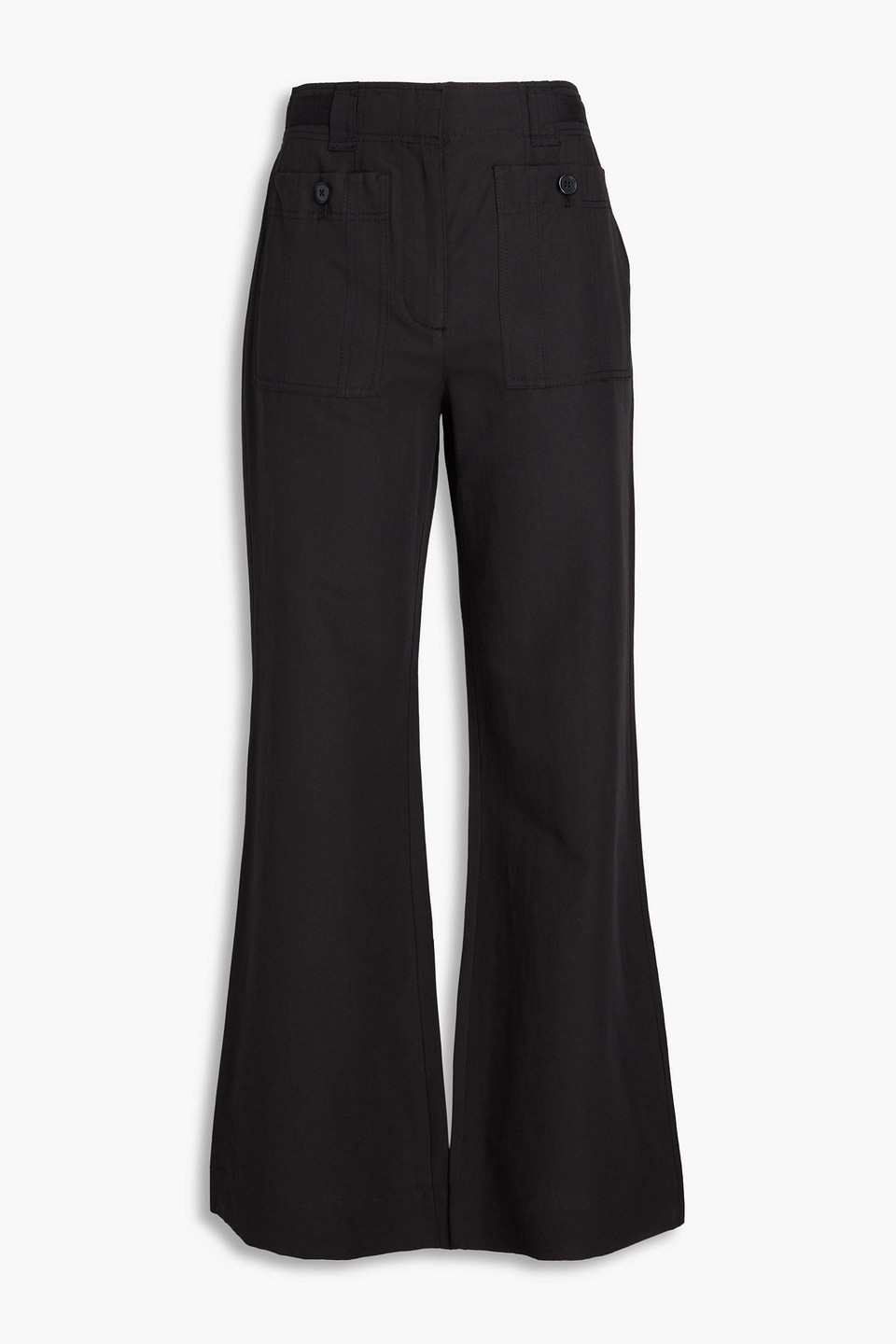 Ulla Johnson Gabriella Cotton, Linen And Silk-blend Flared Trousers In Black