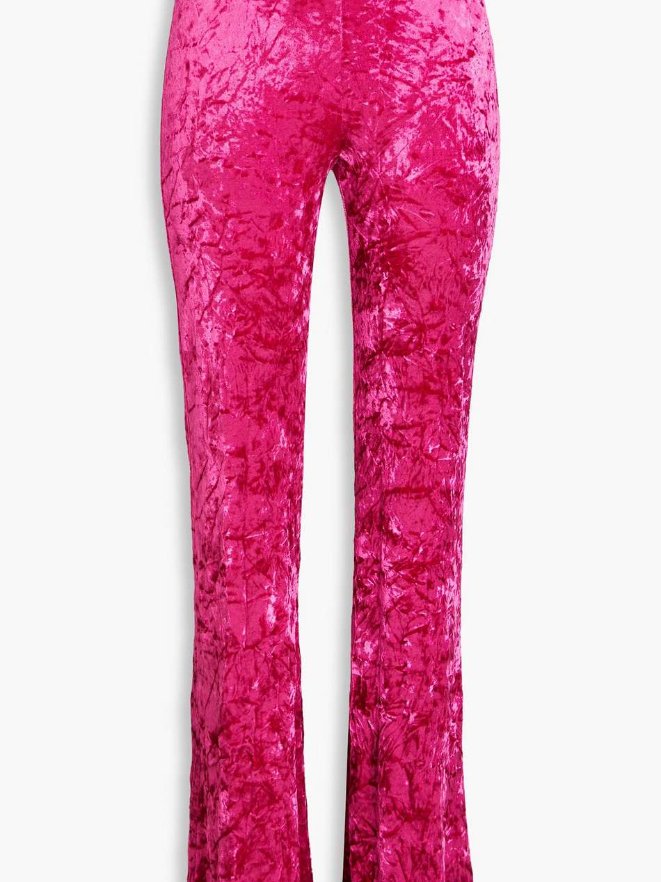 crushed-velvet flared pants