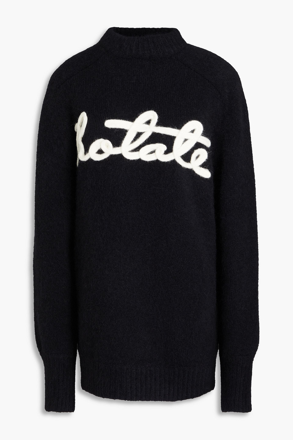 Shop Rotate Birger Christensen Logo-appliquéd Knitted Sweater In Black