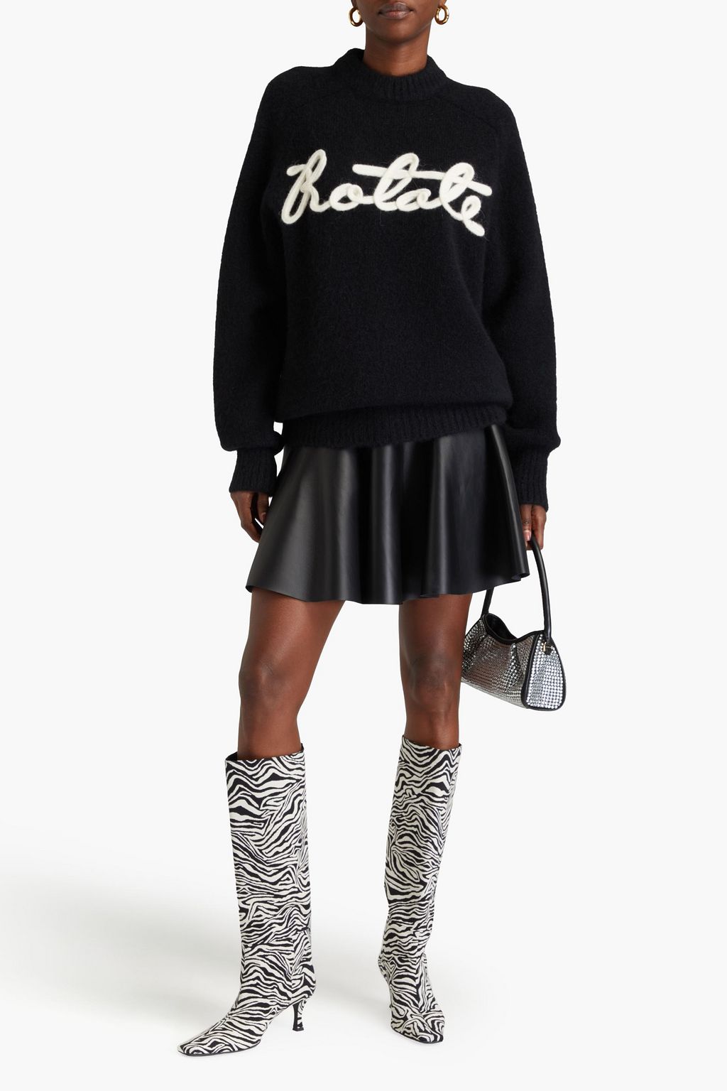 ROTATE BIRGER CHRISTENSEN Logo-appliquéd knitted sweater