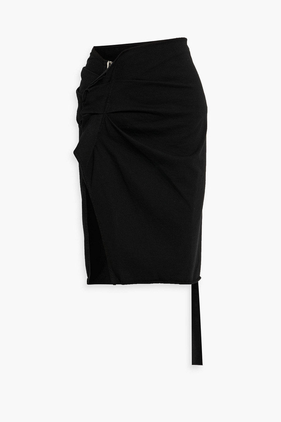 Rick Owens Edfu Ruched Cotton Skirt In Black