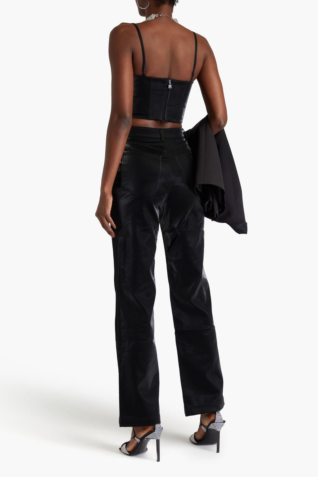 ROTATE BIRGER CHRISTENSEN Faux leather wide-leg pants
