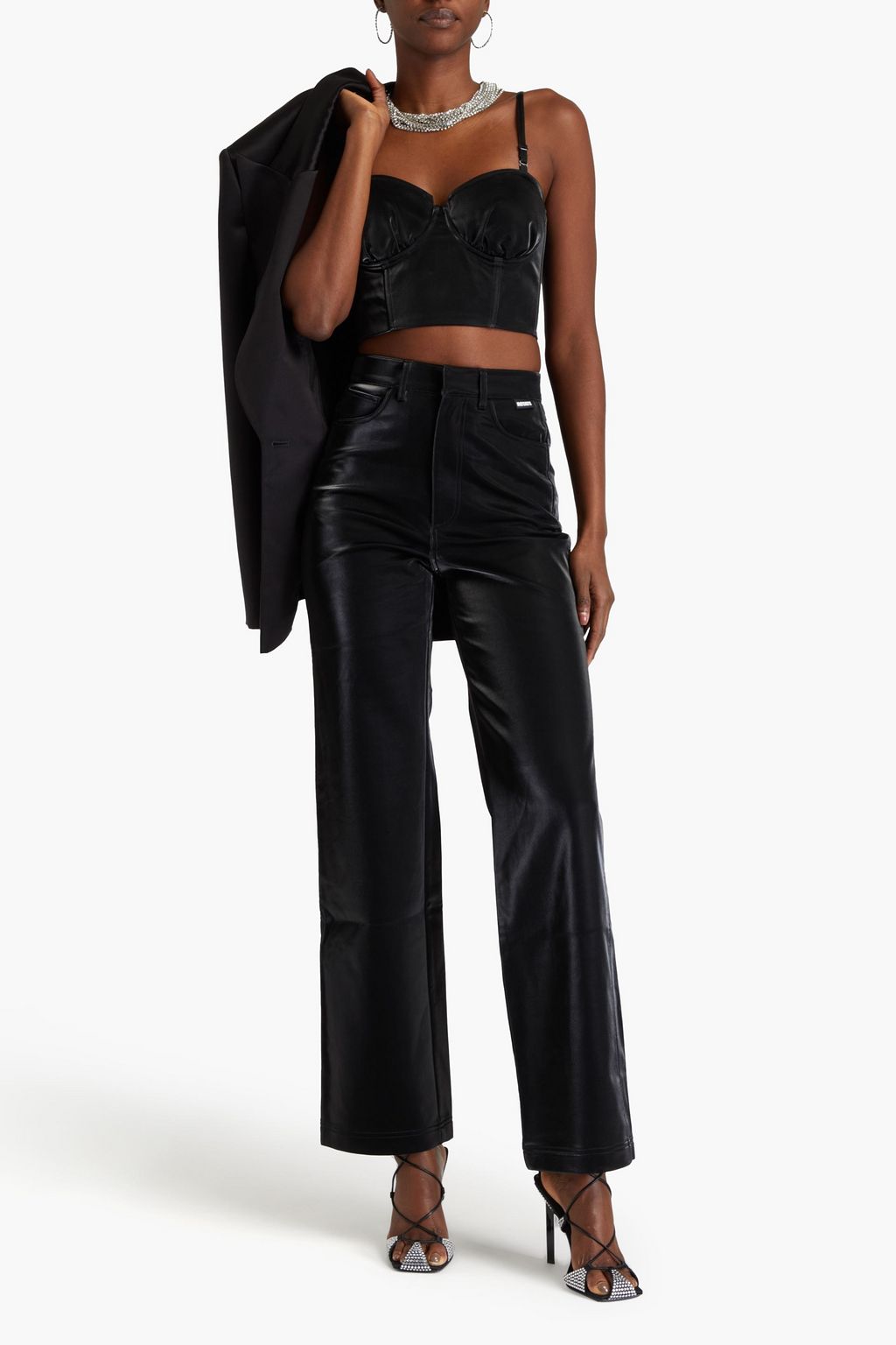 ROTATE BIRGER CHRISTENSEN Faux leather wide-leg pants