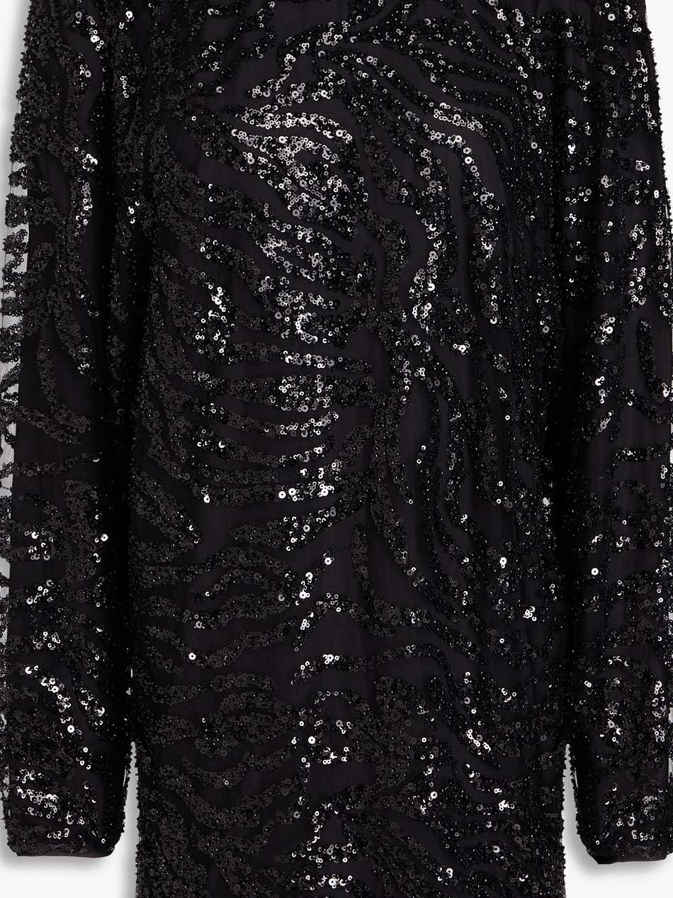 draped sequined tulle mini dress
