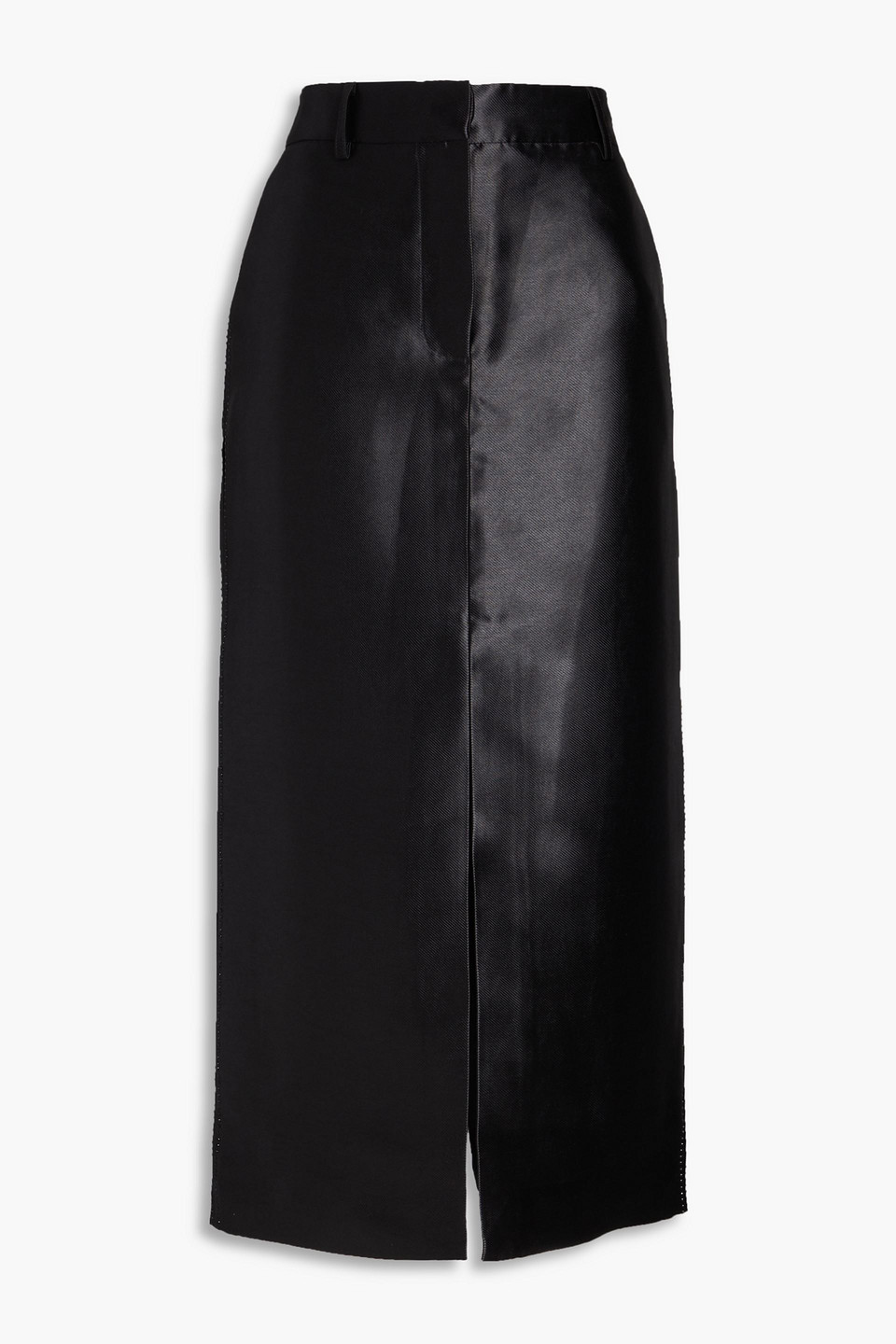 Rotate Birger Christensen Embellished Satin-twill Midi Skirt In Black