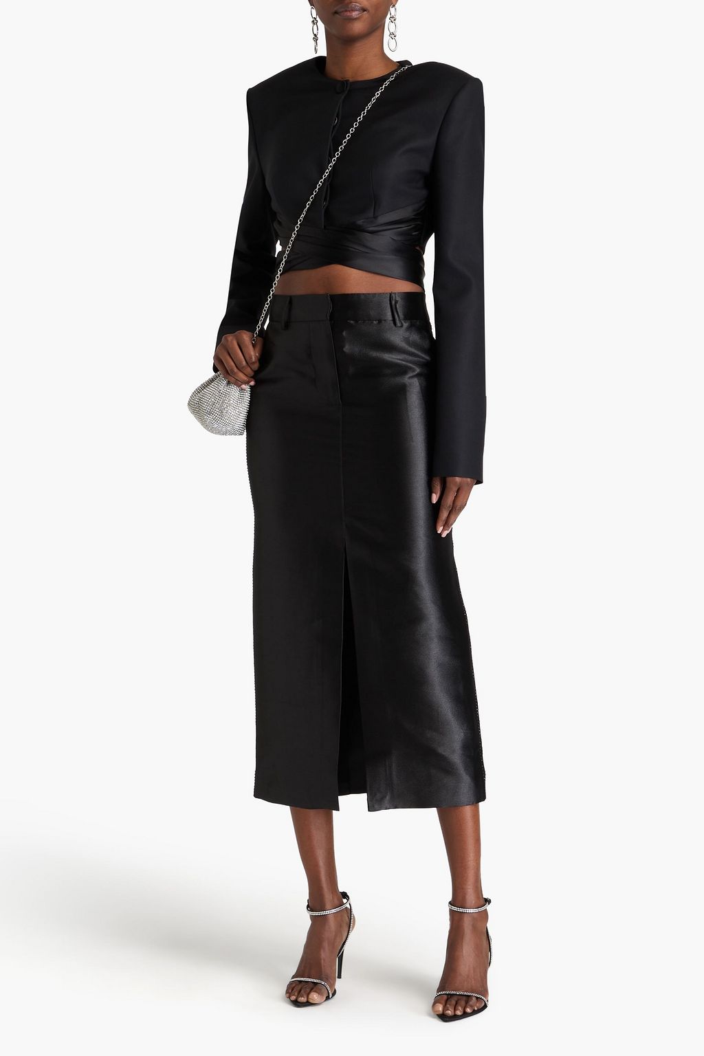 ROTATE BIRGER CHRISTENSEN تنورة متوسطة الطول مصنوعة من ساتان تويل مزركشة