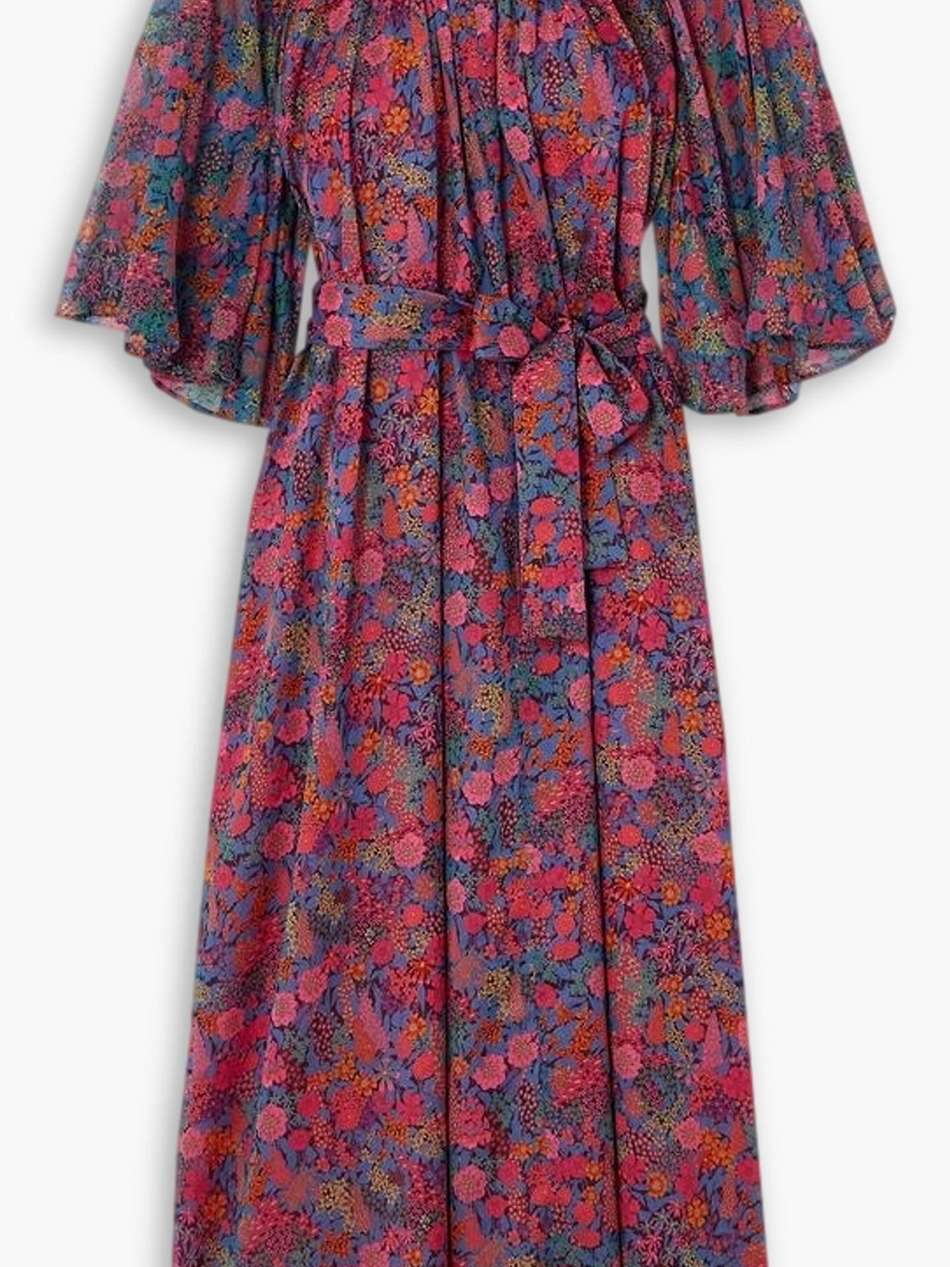 daisy belted floral-print cotton-voile midi dress