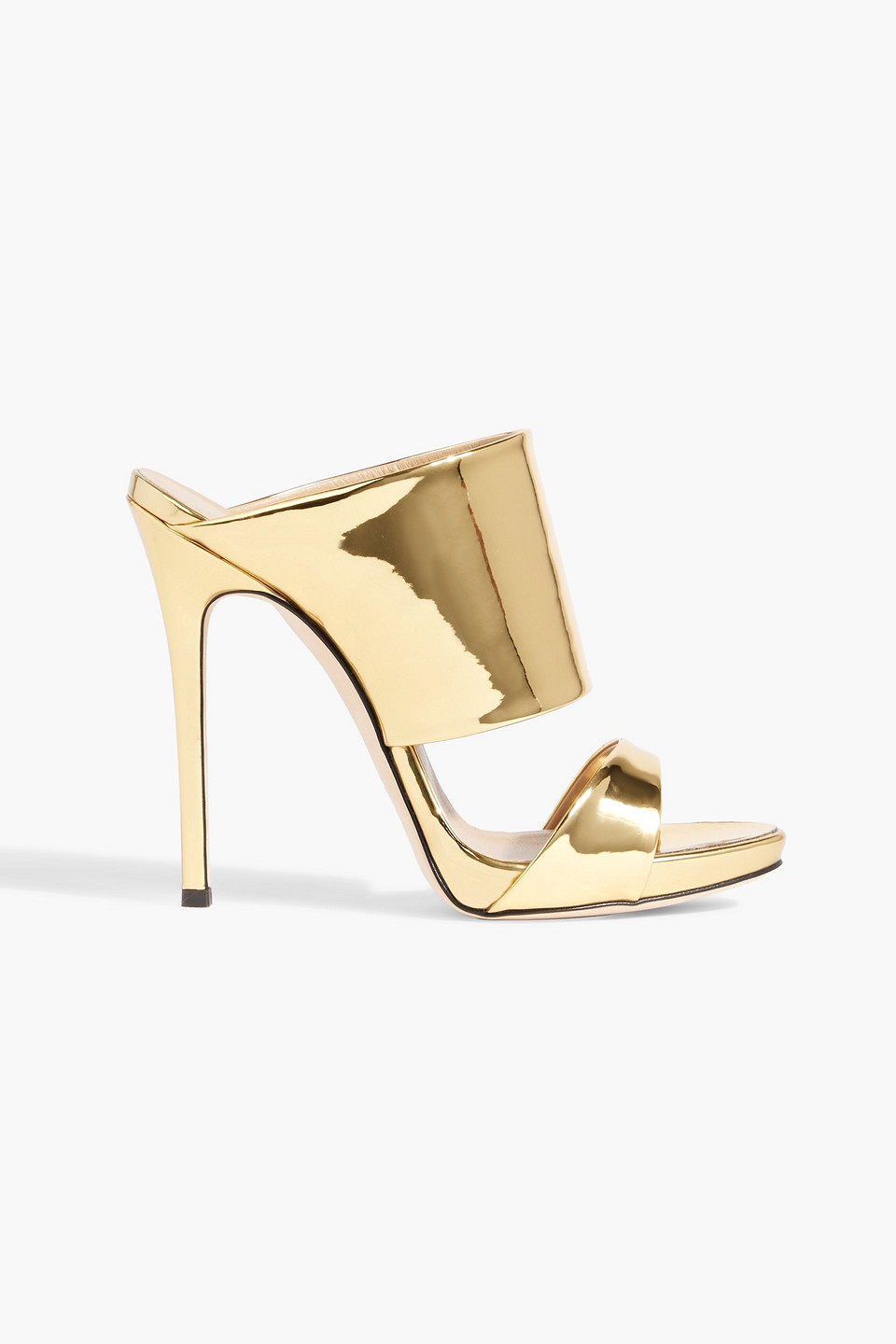 GIUSEPPE ZANOTTI ANDREA FAUX MIRRORED-LEATHER MULES