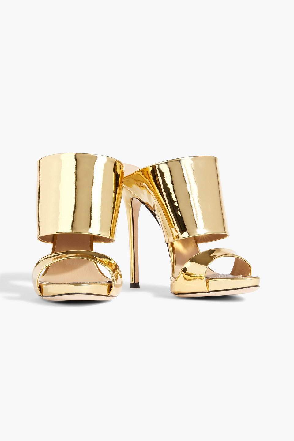 GIUSEPPE ZANOTTI ANDREA FAUX MIRRORED-LEATHER MULES