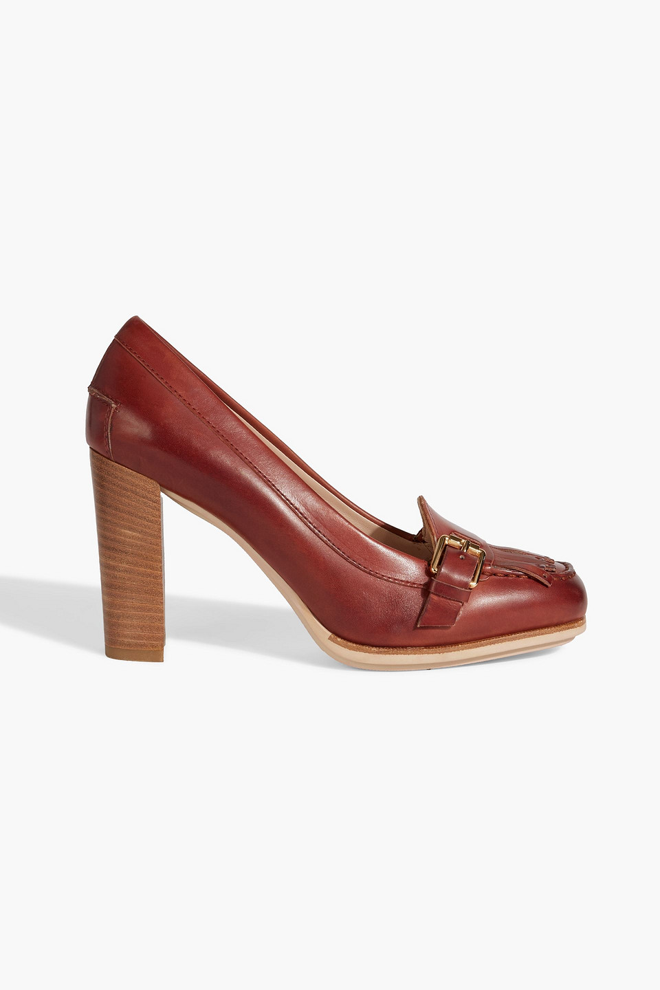 Tod's Fringed Leather Pumps In Brick