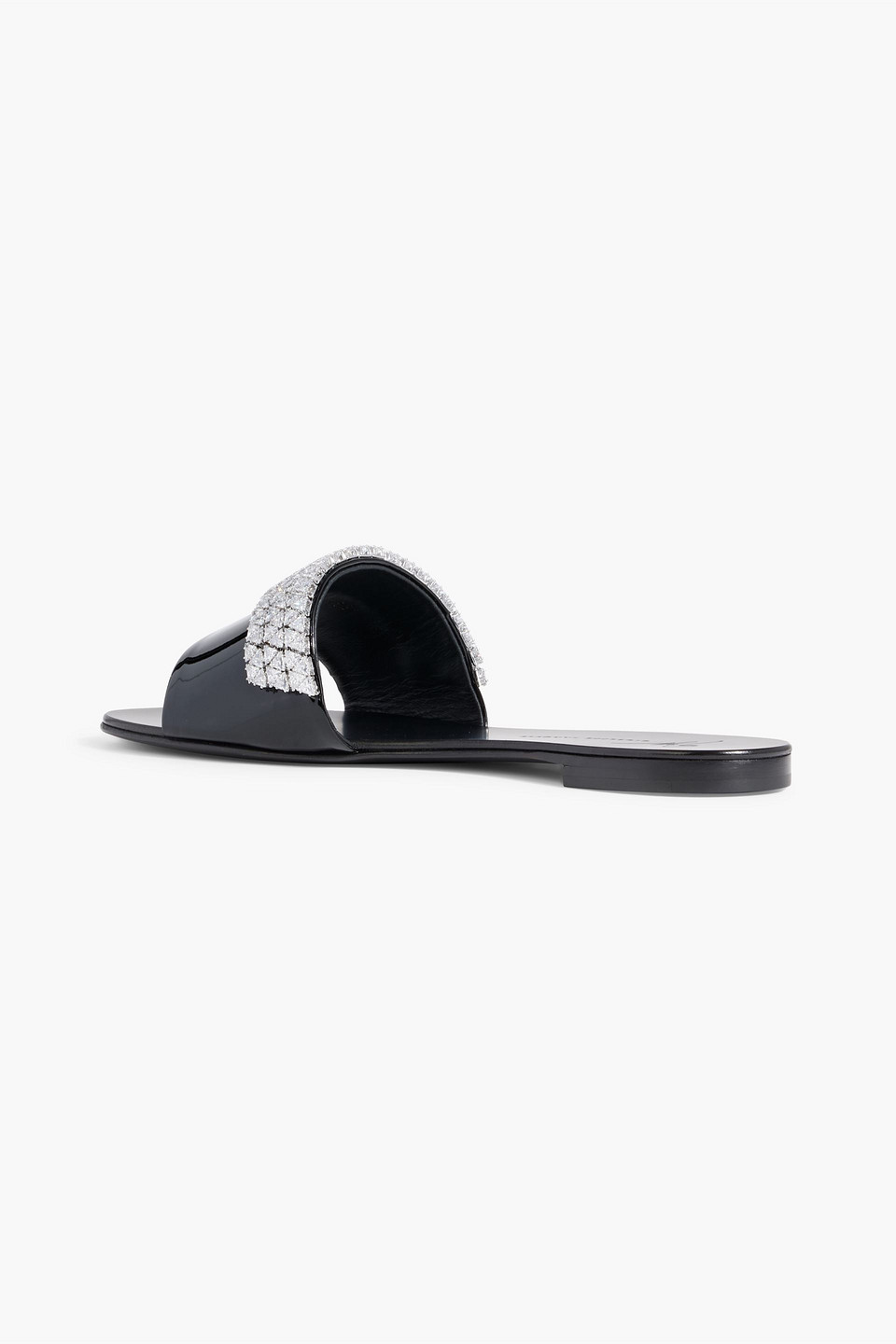 Giuseppe Zanotti Tesy Crystal-embellished Glossed Slides In Black
