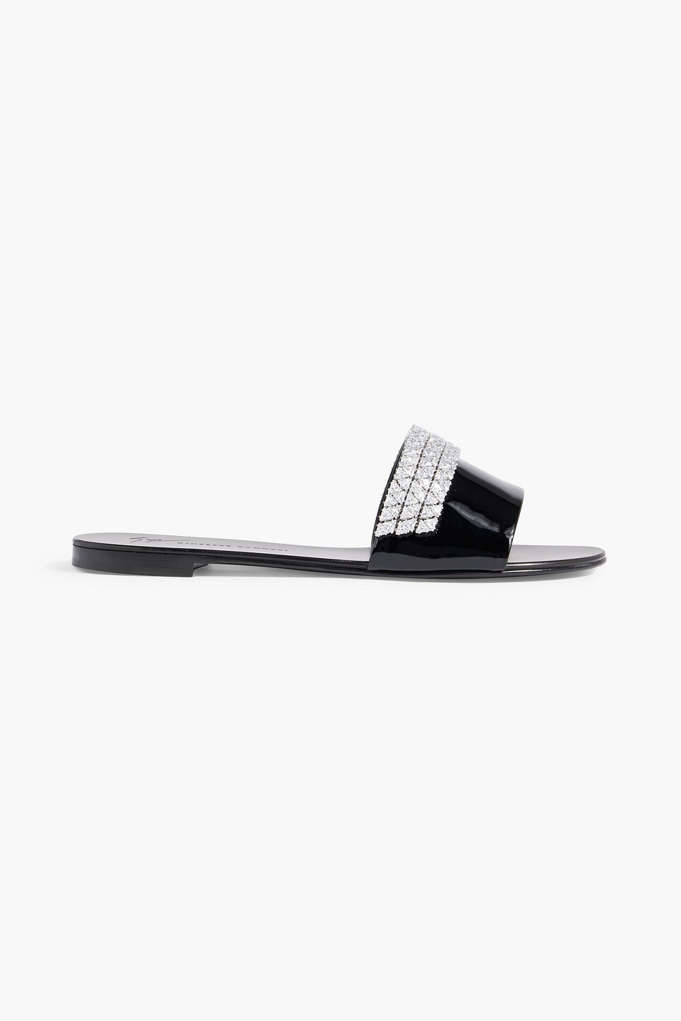 Giuseppe Zanotti Tesy Crystal-embellished Glossed Slides In Black