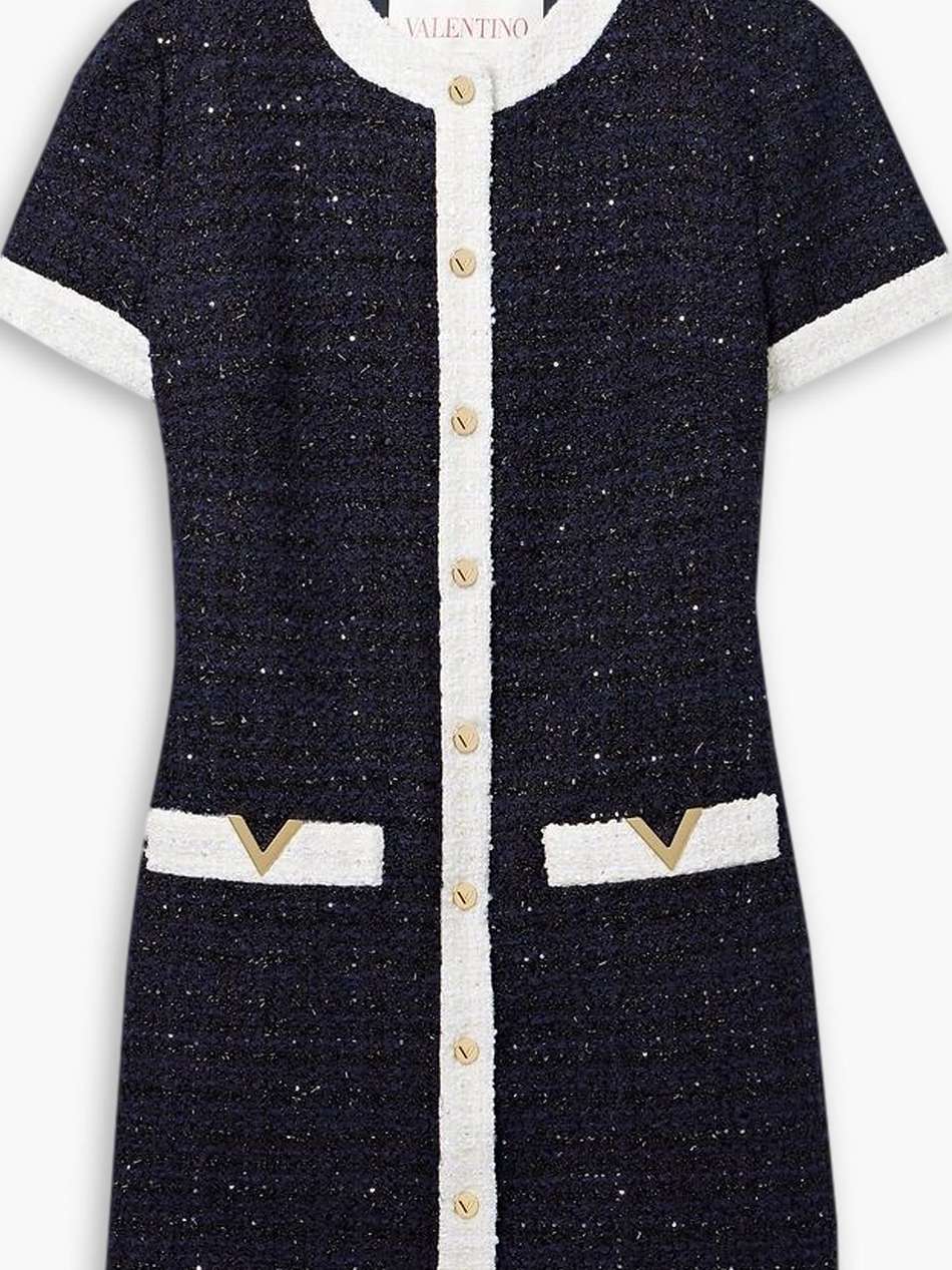 sequin-embellished bouclé-tweed mini dress