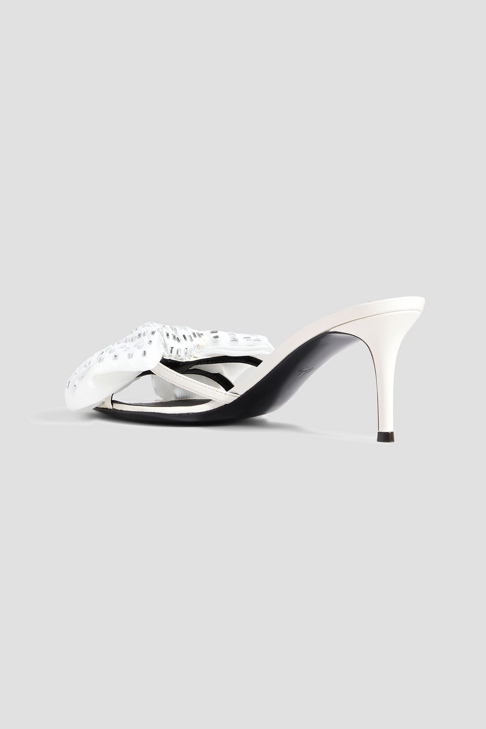 Giuseppe Zanotti Intriigo Alexandrine Embellished Patent-leather Mules In Ecru