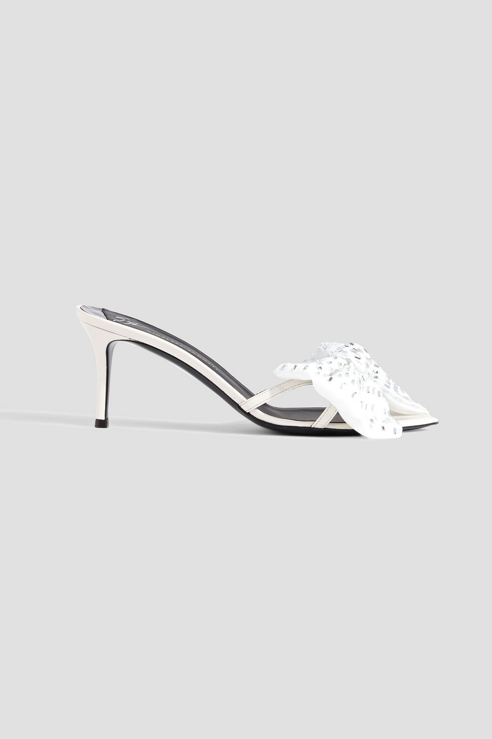 Giuseppe Zanotti Intriigo Alexandrine Embellished Patent-leather Mules In Ecru